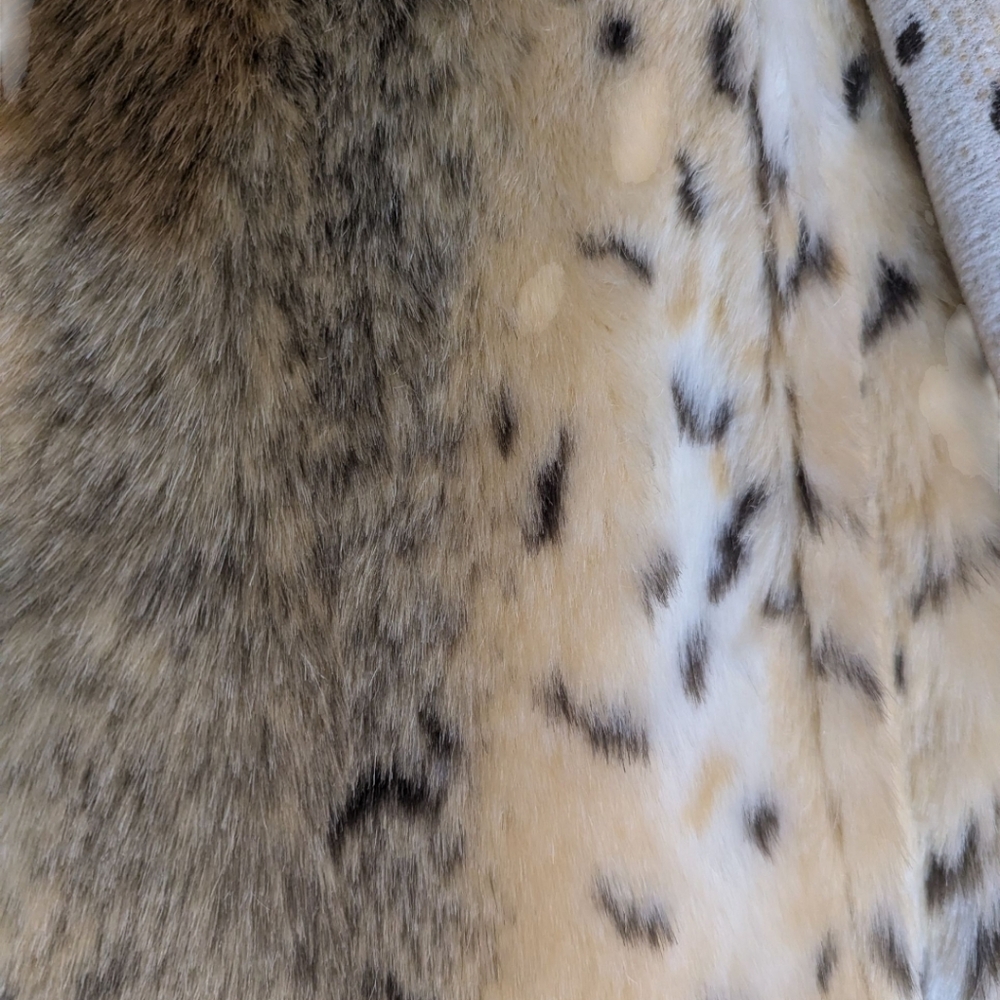 Vtg Y2K Talbots Penny Lane Tan Faux Sherpa Suede/Snow Leopard Fur Lined Coat - Picture 8 of 11